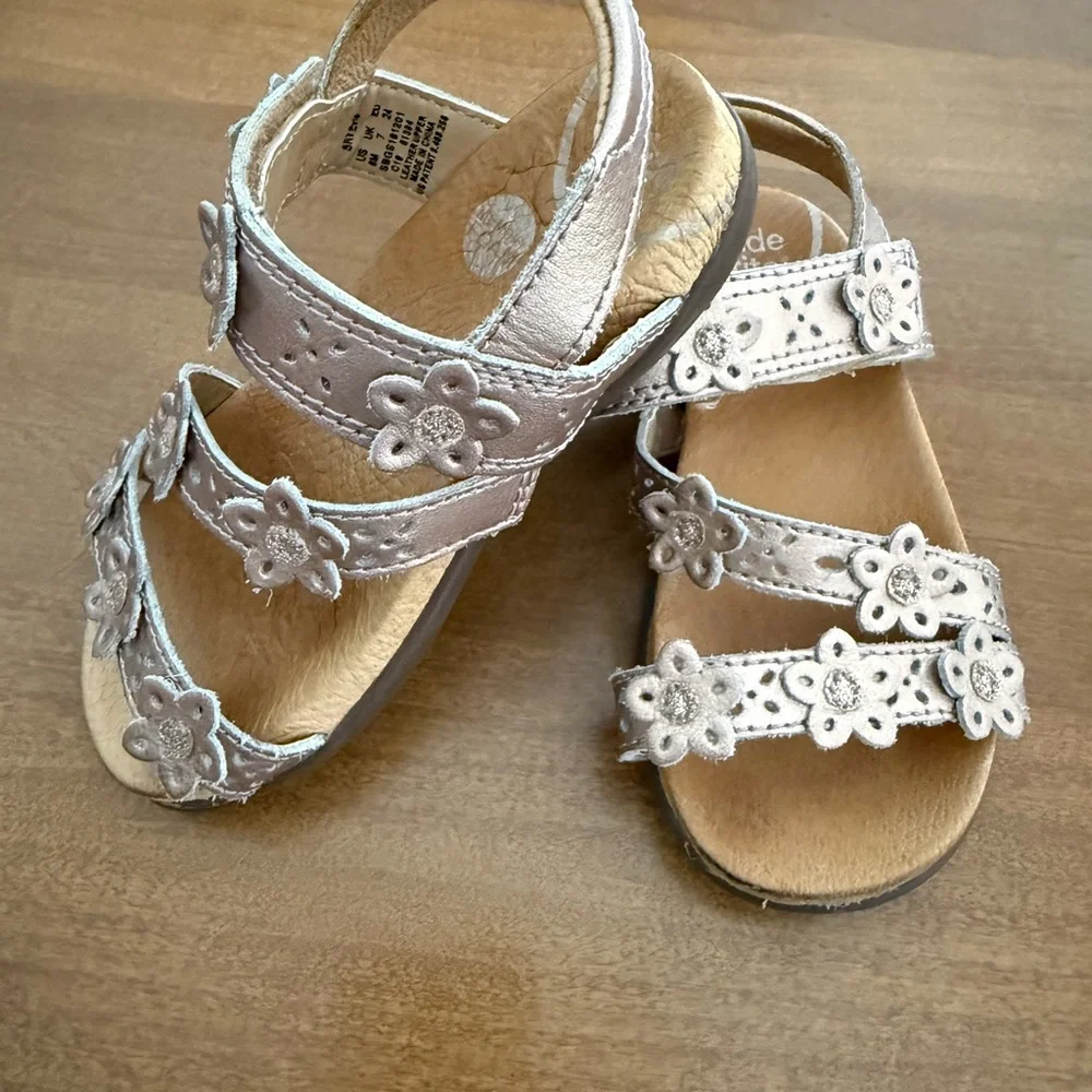 Stride Rite Rose Gold Floral Strap Sandals
